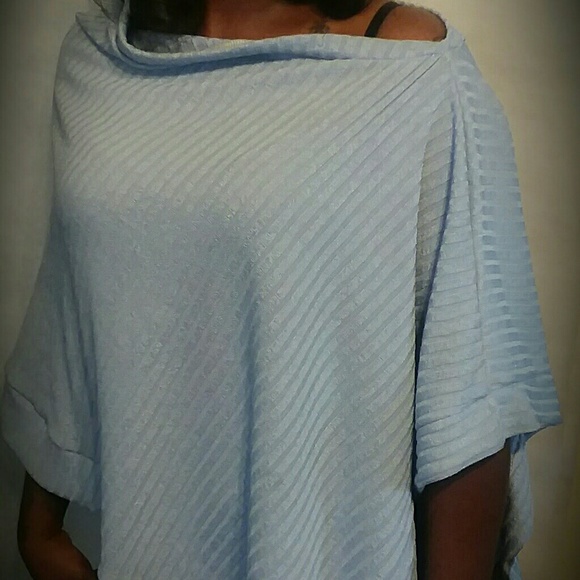 Baby Blue Poncho For Women - Picture 2 of 5